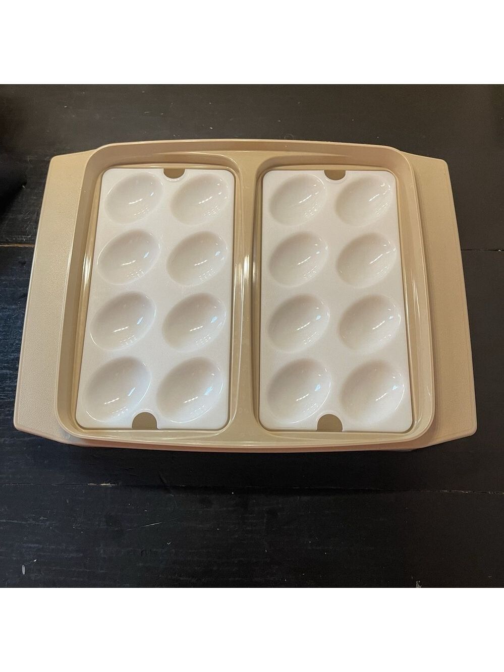 Vintage TUPPERWARE Deviled Egg Keeper Carrier Holder & Lid w/ 2 Trays 723-2